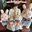 Gấu Bông Thỏ Má Bánh Bao Happy - Thỏ Bông Siêu Mềm Váy Hồng, Váy Xanh Cao Cấp Quà Tặng Dễ Thương