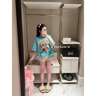 Áo Thun Nữ Mickey Xanh Form Rộng Basic QCCC Cao Cấp