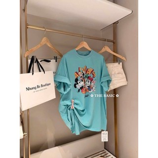 Áo Thun Nữ Mickey Xanh Form Rộng Basic QCCC Cao Cấp