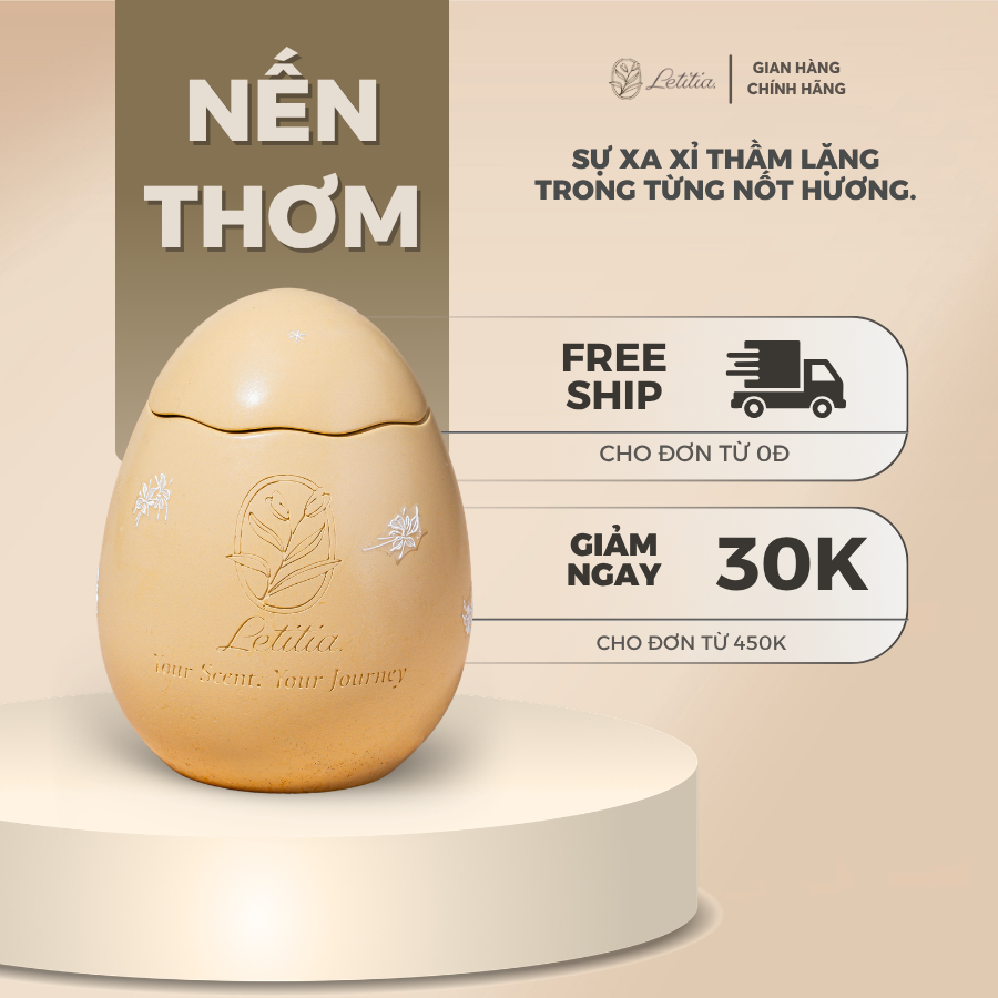Nến Thơm Cao Cấp Letitia Sunny Egg Giúp Thư Giãn, Dễ Chịu, Làm Quà Tặng Size 130g