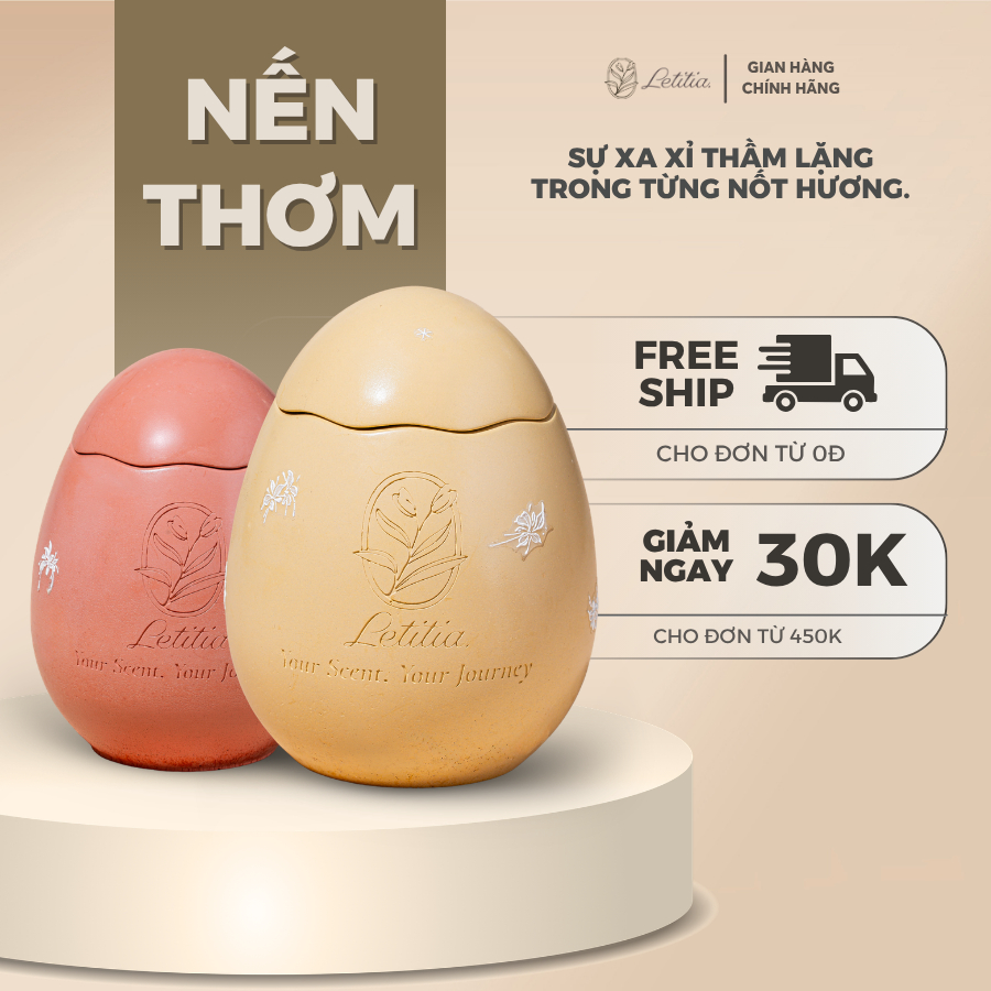 Nến Thơm Eggs Letitia (bản giới hạn) hoa Oải Hương Giúp Thư Giãn, Dễ Chịu, Làm Quà Tặng