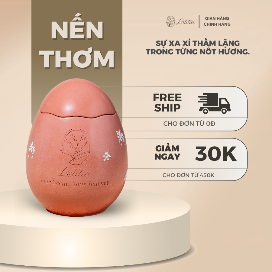 Nến Thơm Cao Cấp Letitia Pink Fairy Egg Letitia Giúp Thư Giãn, Dễ Chịu, Làm Quà Tặng Size 130g