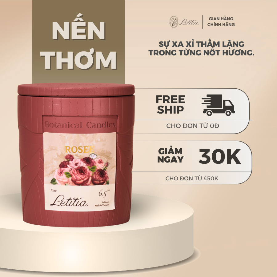 Nến Thơm Cao Cấp Letitia Rosee "Love & To be loved Collection" Giúp Thư Giãn Size 185g