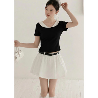 Áo Thun Nữ Cổ Sen Cách Điệu Ôm Body, Tay Ngắn Co Giãn Mềm Mịn, Phong Cách Thời Trang - TL004