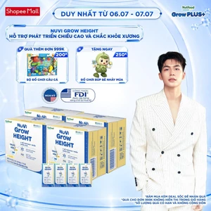 Combo 4 Thùng 24 hộp SBPS Nuvi Grow Height vị chuối 1+ hỗ trợ phát triển chiều cao hộp 110ml