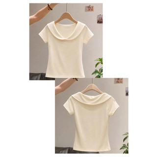 Áo Thun Nữ Cổ Sen Cách Điệu Ôm Body, Tay Ngắn Co Giãn Mềm Mịn, Phong Cách Thời Trang - TL004