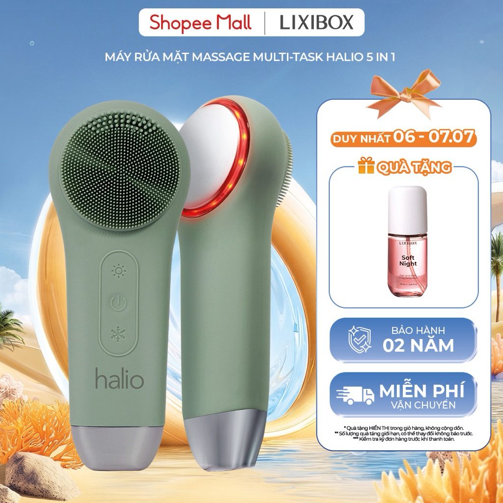Máy Rửa Mặt Massage Tích Hợp Liệu Pháp Ánh Sáng Và Nhiệt Halio Multi-task Cleansing & Massaging