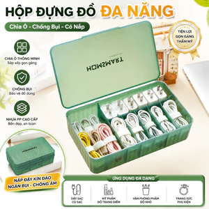 Hộp Đựng Đồ Đa Năng Có Nắp – Chia Ô – Chống Bụi – Nhựa PP| Dành Cho Trang Điểm, Dây Sạc, Mỹ Phẩm, Đồ Nhỏ Bàn Làm Việc