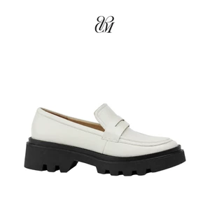Giày Penny Loafer Nữ Charisma White – Da Microfiber, Đế Cao Su Nguyên Khối 5cm, Màu Trắng Thanh Lịch