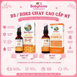 Vitamin D3K2 , D3 Mary Ruth's dạng xịt, dạng giọt hữu cơ thuần chay cho bé 30ml babyhoe