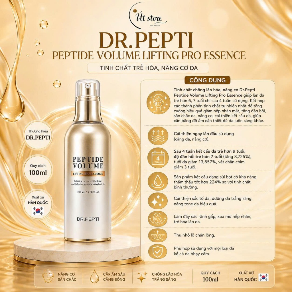 Tinh Chất Dr.Pepti Peptide Volume Lifting Pro Essence Chống Lão Hóa Chuyên Sâu, Nâng Cơ 100ml