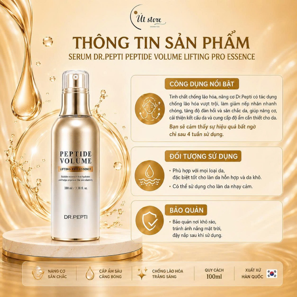 Tinh Chất Dr.Pepti Peptide Volume Lifting Pro Essence Chống Lão Hóa Chuyên Sâu, Nâng Cơ 100ml