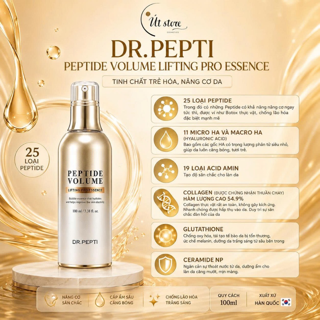 Tinh Chất Dr.Pepti Peptide Volume Lifting Pro Essence Chống Lão Hóa Chuyên Sâu, Nâng Cơ 100ml