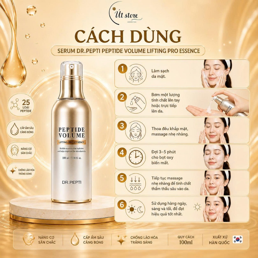 Tinh Chất Dr.Pepti Peptide Volume Lifting Pro Essence Chống Lão Hóa Chuyên Sâu, Nâng Cơ 100ml