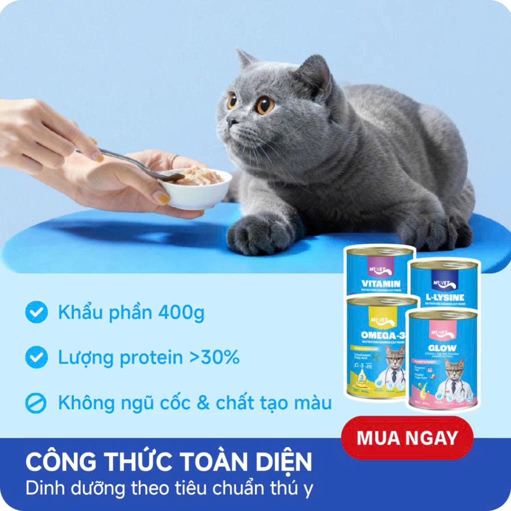 Pate MR VET Dạng Lon 400g Thức Ăn Ướt Cho Mèo Bổ Sung Dinh Dưỡng Toàn Diện Cho Mèo Mọi Lứa Tuổi