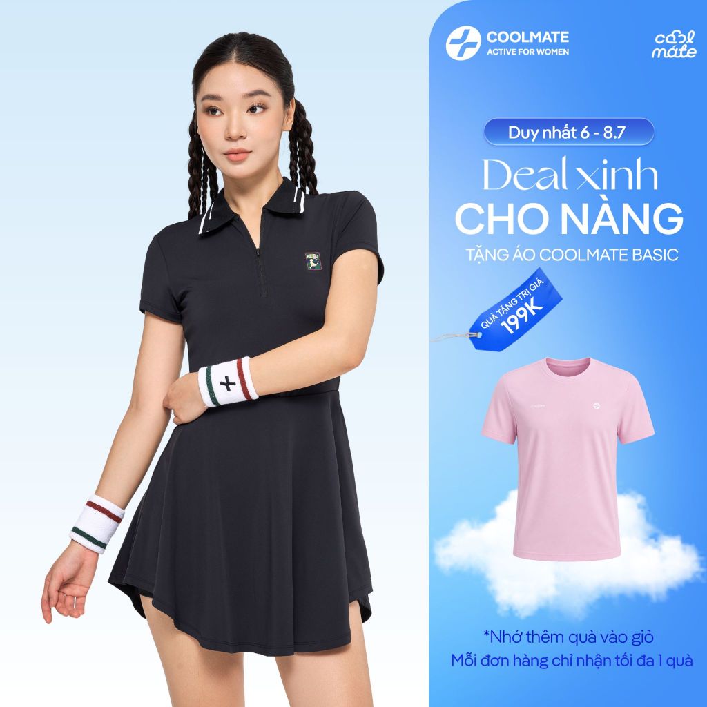 [MUA VÁY TẶNG ÁO] Váy Polo thể thao Pickleball Dink Shot nhẹ, co giãn, thoáng khí - Coolmate Active For Women