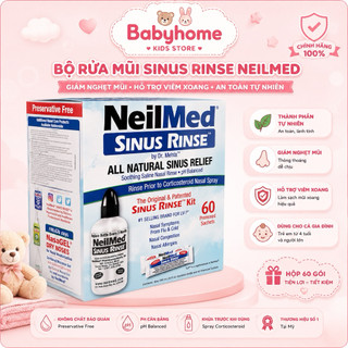 Bình (Bộ Dụng Cụ) Rửa Mũi NeilMed Sinus Rinse Kit 60 Sachets (1 bình + 60 gói muối)