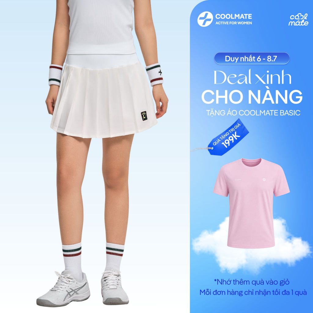 [MUA VÁY TẶNG ÁO] Váy xếp ly thể thao Pickleball Drive Shot co giãn tự nhiên, thoáng khí - Coolmate Active For Women