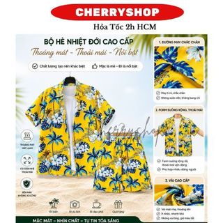 Bộ sơ mi nam nữ du lịch biển chất vải mềm mát, không xù lông team building đủ size