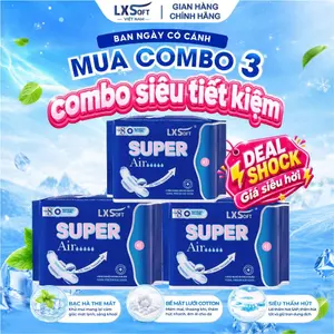 Băng vệ sinh Lxsoft Super Air MẶT LƯỚI, BẠC HÀ SIU MÁT, Siêu mỏng, mềm mại, chống tràn hiệu quả