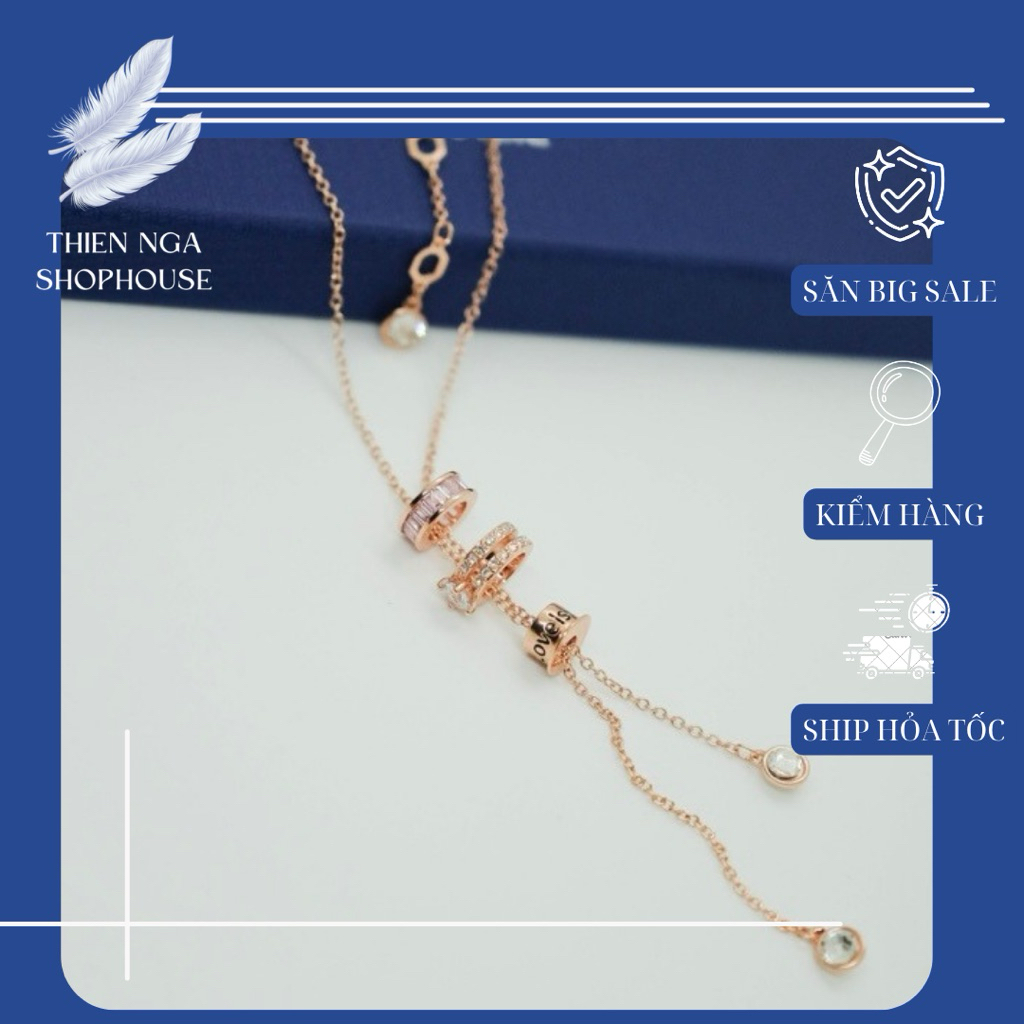 Trang sức Swa, Vòng cổ nữ Connexus Y lồng charm chữ Love Around thanh ...