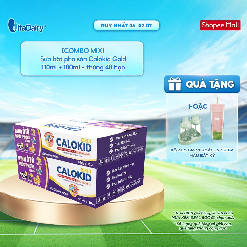 [COMBO MIX] Sữa uống dinh dưỡng Calokid Gold 110ml + 180ml - Thơm ngon dễ uống, Bé thích mê