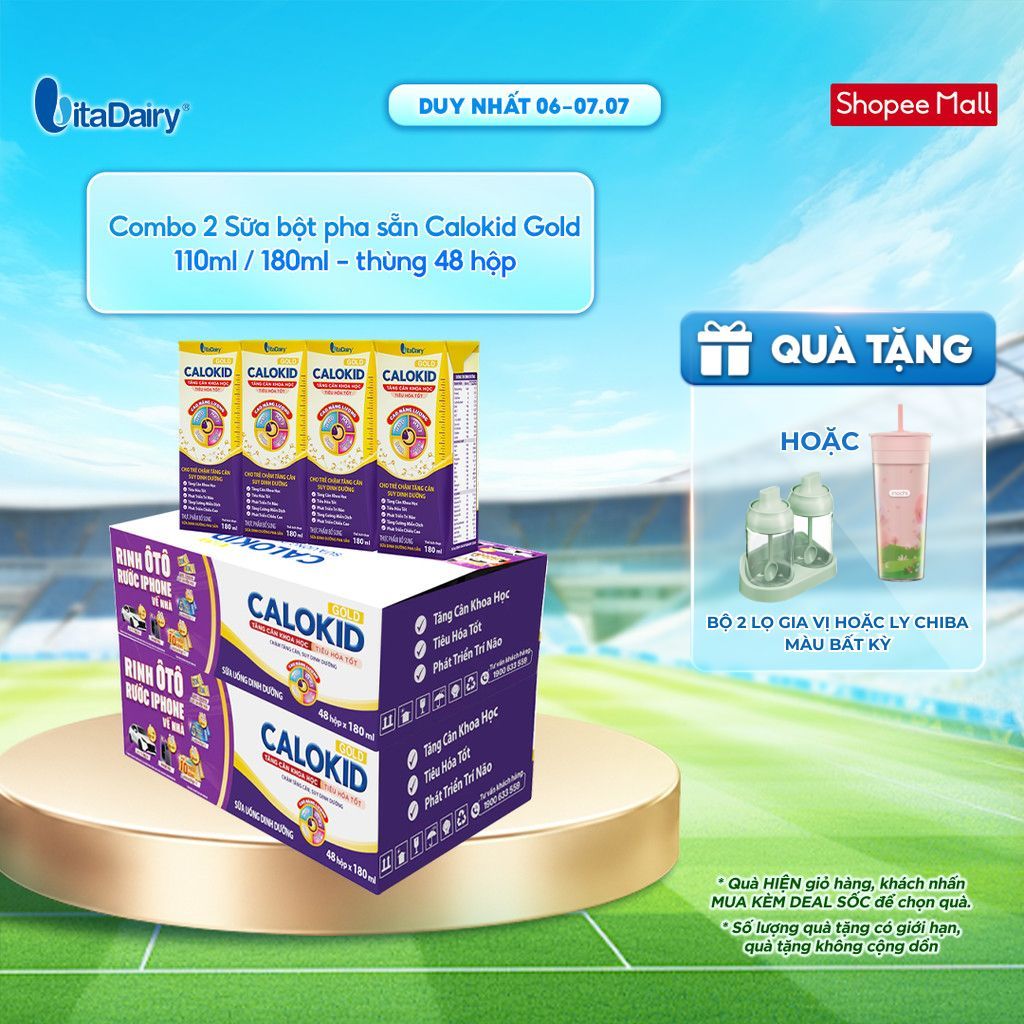 [COMBO 2 THÙNG 48 HỘP] Sữa uống dinh dưỡng Calokid Gold 110ml/180ml - Thơm ngon dễ uống, Bé thích mê