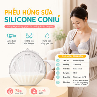 Phễu Hứng Sữa Silicone Coniu Có Nút Đậy Chống Tràn, Sử Dụng Khi Nằm, Không Cần Dùng Áo Ngực( Hộp 2 Chiếc)