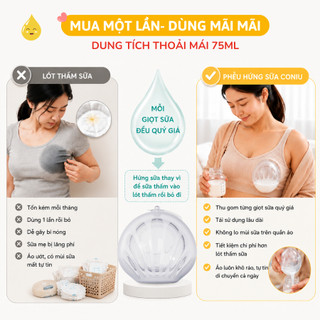 Phễu Hứng Sữa Coniu, Chất Liệu Silicone Cao Cấp, Dùng Được Khi Nằm (Hộp 2 Cái)