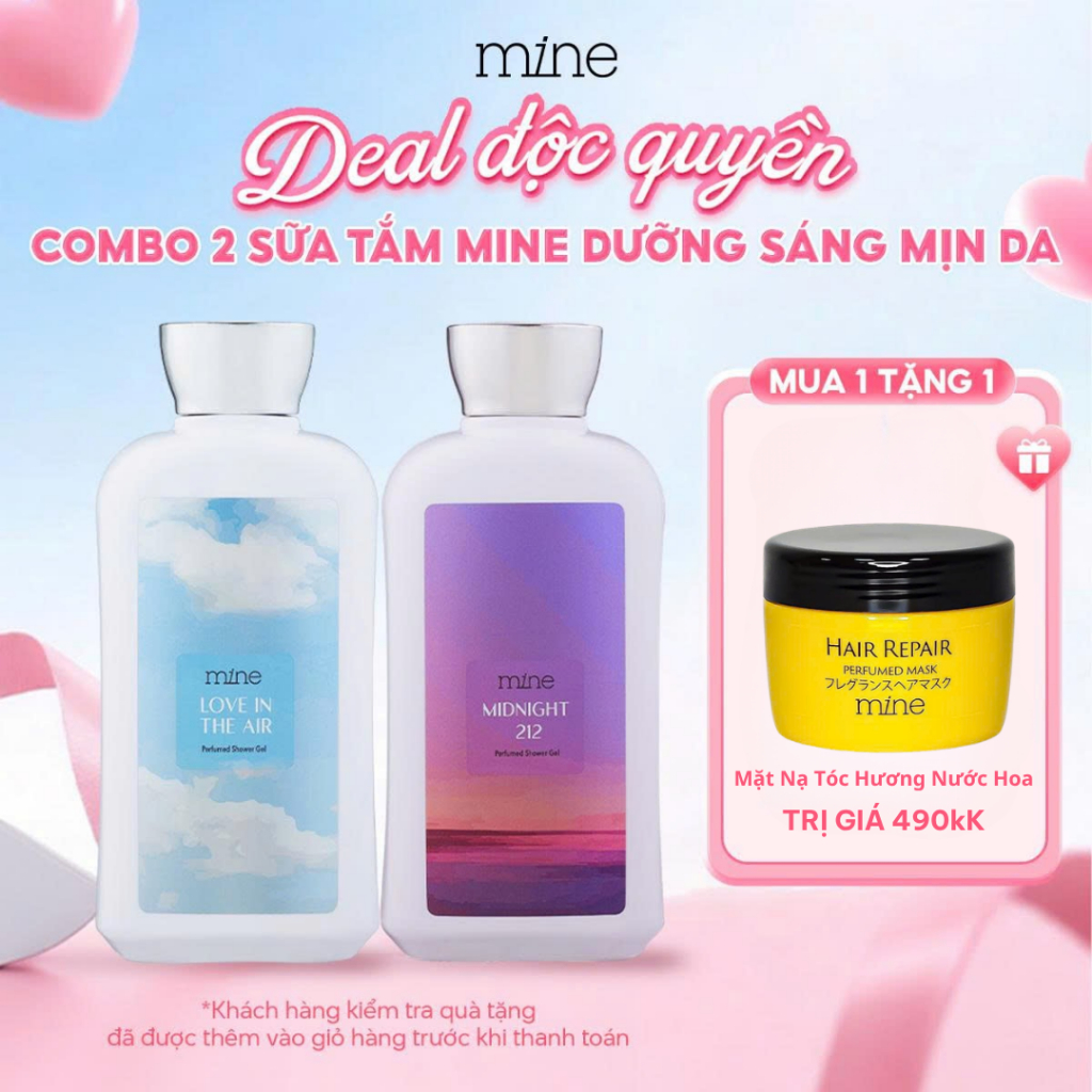 [TẶNG MẶT NẠ Ủ TÓC 490K] Combo 2 Sữa tắm Mine Perfumed Showergel Thơm Quyến Rũ Hỗ trợ Dưỡng Ẩm Và Dưỡng Sáng Da 470g