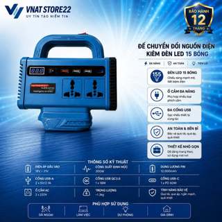 Đế Chuyển Đổi Nguồn Điện,Chuyển nguồn từ 18-21v lên 220v 50hz , Công suất 150W ,  Tích hợp đèn LED