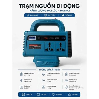 Đế Chuyển Đổi Nguồn Điện,Chuyển nguồn từ 18-21v lên 220v 50hz , Công suất 150W ,  Tích hợp đèn LED