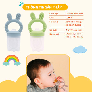 Túi Nhai Ăn Dặm, Núm Nhai Ăn Dặm Cho Bé Chống Hóc Coniu Gồm 3 Size Chất Liệu Silicone Mềm Mại( Hộp 01 Chiếc)