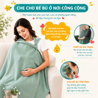 Khăn Choàng Cho Bé Bú Coniu Cao Cấp Chất Liệu Vải Muslin Có Độ Bền Cao, Mềm Mại, Thoáng Khí, Kích Thước Rộng Rãi