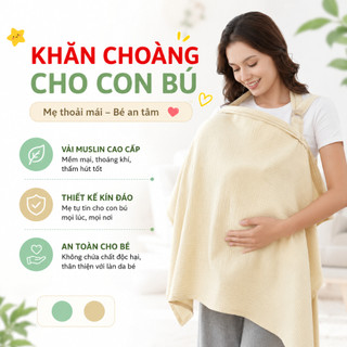 Khăn Choàng Cho Bé Bú Coniu Cao Cấp Chất Liệu Vải Muslin Có Độ Bền Cao, Mềm Mại, Thoáng Khí, Kích Thước Rộng Rãi