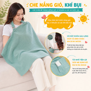 Khăn Choàng Cho Bé Bú Coniu Cao Cấp Chất Liệu Vải Muslin Có Độ Bền Cao, Mềm Mại, Thoáng Khí, Kích Thước Rộng Rãi