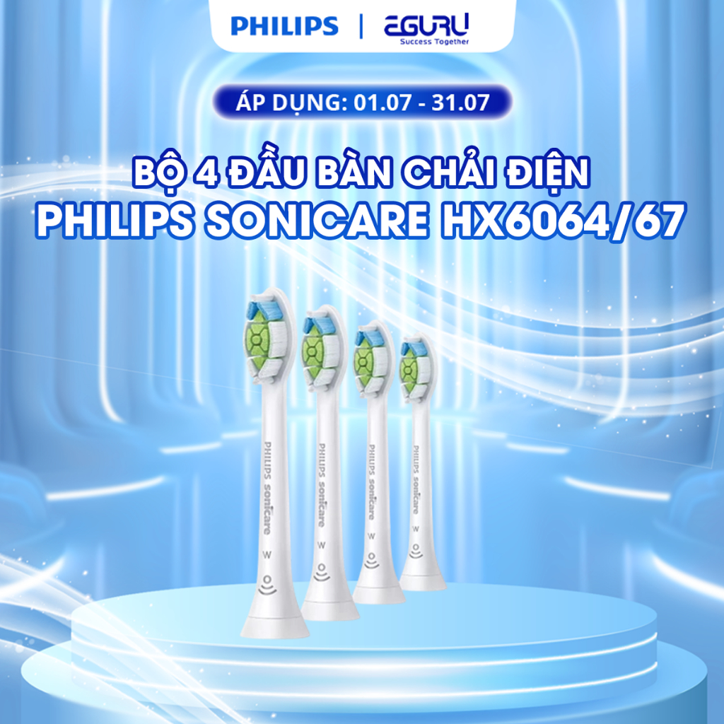 Combo 4 Đầu Bàn Chải Điện Philips Sonicare W2 HX6064-2 Màu Làm Sạch Răng-Bảo Hành 2 Năm