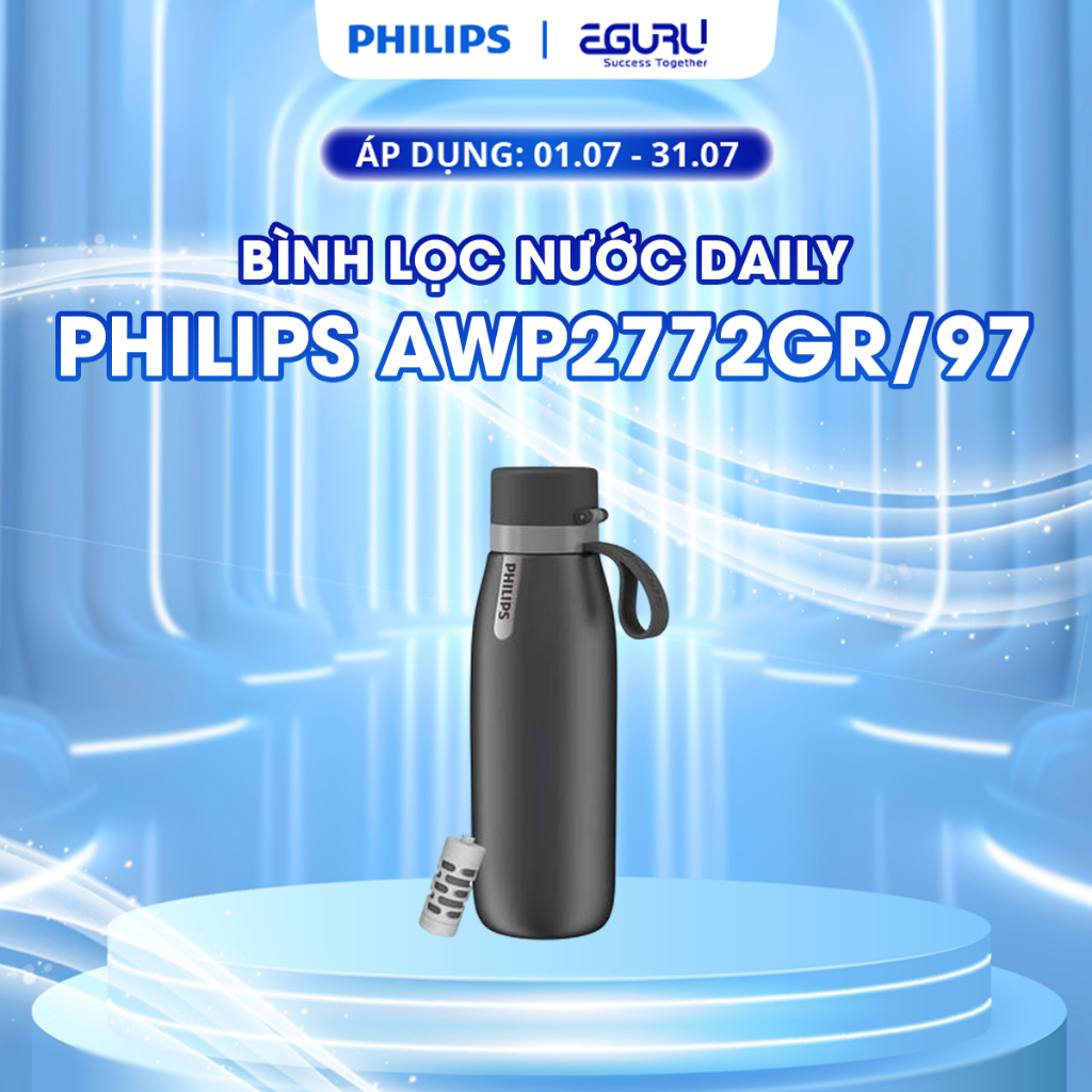 Bình giữ nhiệt Daily Insulated Philips AWP2772GR/97 xám đen Giữ lạnh 24h–Hàng chính hãng