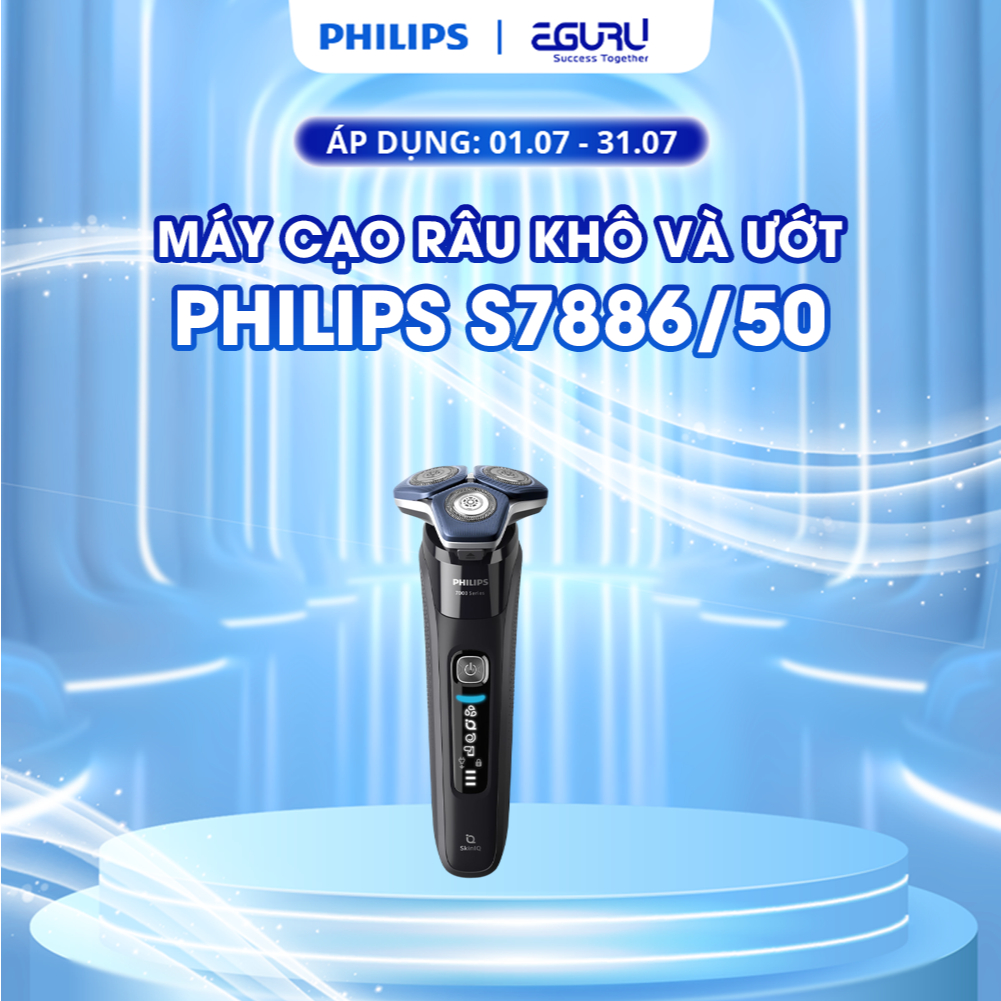 Máy Cạo Râu Khô Và Ướt PHILIPS S7886/50, Lớp Mạ Nano SkinGlide, Có Hộp Vệ Sinh, Bảo Hành 5 Năm