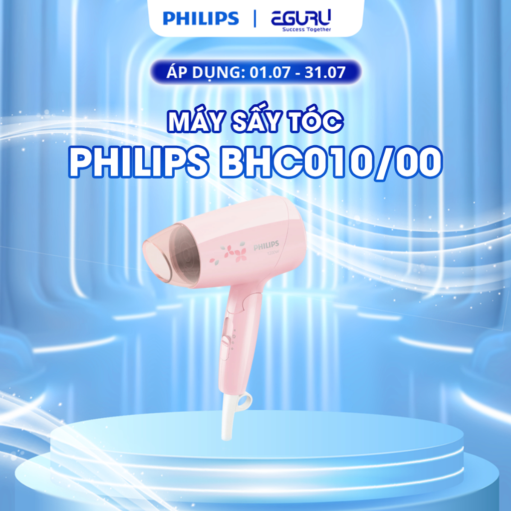 Máy sấy tóc Philips BHC010/00 (Màu Hồng) - Hàng Chính Hãng - Bảo Hành 24 Tháng