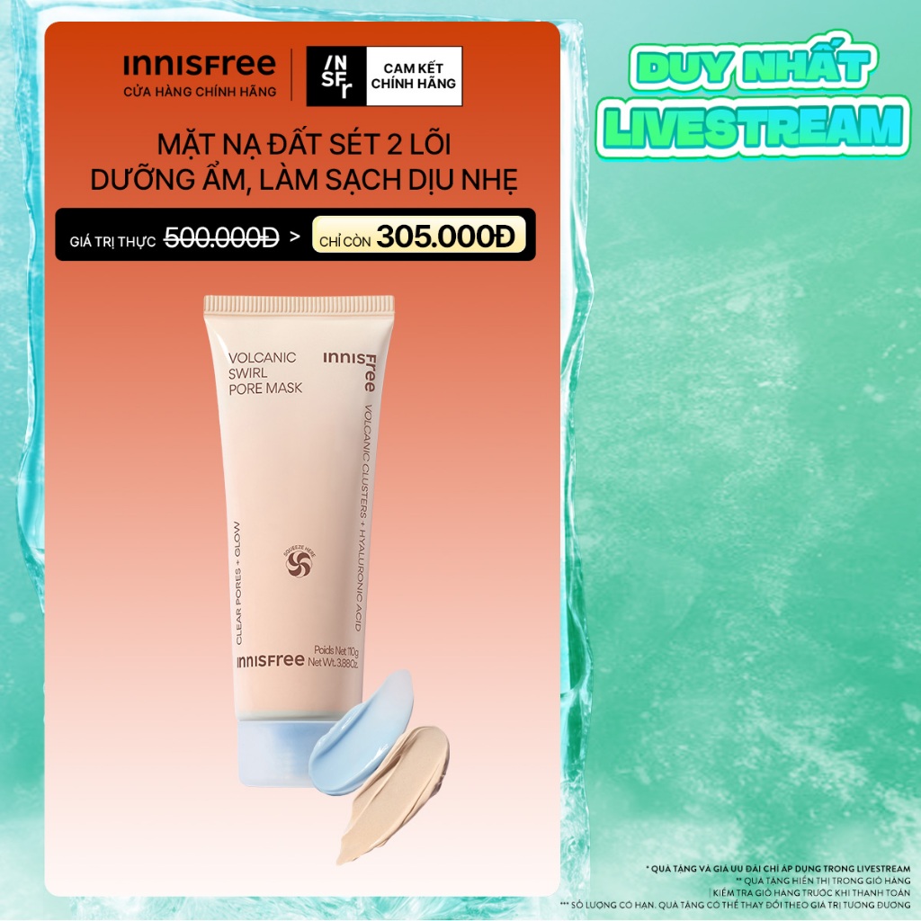 INNISFREE x Mặt nạ đất sét lốc xoáy 2 lõi thế hệ mới INNISFREE VOLCANIC SWIRL PORE MASK 110g (HSD 5/2027)
