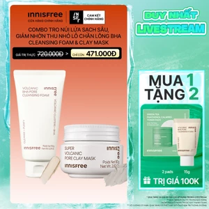 INNISFREE x Combo tro núi lửa sạch sâu giảm nhờn thu nhỏ lỗ chân lông BHA Cleansing Foam 150g & Clay Mask 80g