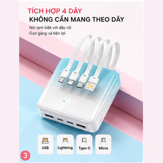 Pin Sạc Dự Phòng ANKRE 30000mAh Sạc Nhanh 22.5W, Tích Hợp 4 Dây Type-C Lightning Micro USB, Màn Hình LED, Cho iPhone And