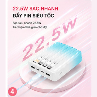 Pin Sạc Dự Phòng ANKRE 30000mAh Sạc Nhanh 22.5W, Tích Hợp 4 Dây Type-C Lightning Micro USB, Màn Hình LED, Cho iPhone And