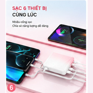Pin Sạc Dự Phòng ANKRE 30000mAh Sạc Nhanh 22.5W, Tích Hợp 4 Dây Type-C Lightning Micro USB, Màn Hình LED, Cho iPhone And