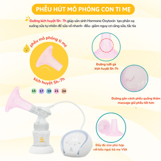 Máy Hút Sữa Điện Đôi Silicone Có Dây Coniu Smart, Phễu Kích Sữa Mô Phỏng Ti Mẹ Giúp Hút Êm Ái, Tăng Sữa