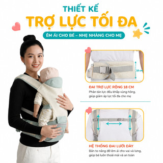 Địu Em Bé Sơ Sinh Coniu, 9 Tư Thế Chống Gù Cho Bé từ 0- 36 Tháng Tư Thế Gọn Nhẹ Bề mặt Vải 5D Thoáng Khí