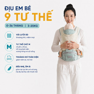 Địu  Sơ Sinh Coniu, Đa Năng Có 9 Tư Thế Chống Gù Cho Bé Từ 0-3 Tuổi Tư Thế Gọn Nhẹ Bề Mặt Vải Thoáng Khí Mềm Mại