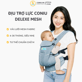 Địu Trợ lực Em Bé Coniu Omini Deluxe Mesh - Thoáng Mát, An Toàn, Chuẩn Y Khoa, Có Đệm Đỡ Cổ, Che Nắng