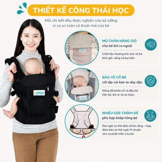 Địu Trợ Lực Em Bé Coniu Omini Smart  - Thoáng Mát, An Toàn, Chuẩn Y Khoa, Có Đệm Đỡ Cổ, Che Nắng